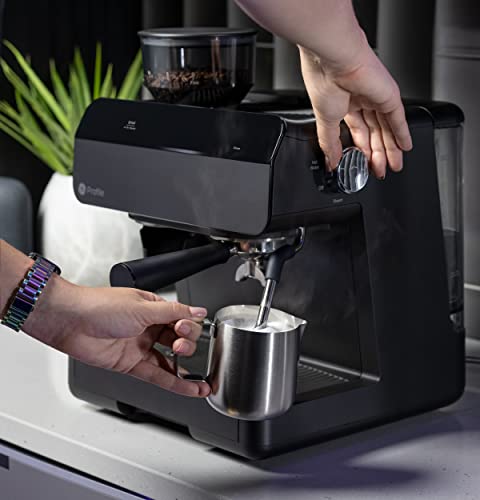 Ge Profile Semi Automatic Espresso Machine + Steam Frother | Italian-Made 15 Bar Pump For Balanced Extraction | 15 Adjustable Grind Size Levels | Wifi Connected For Drink Customization | Black #TOP2