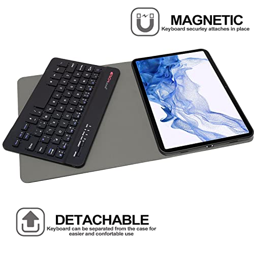 TECHGEAR Keyboard Case for Samsung Galaxy Tab S8 / S7 11" (SM-X700 Series/SM-T870 Series) [Strike Folio] PU Leather Stand Case Detachable Bluetooth Wireless UK QWERTY Keyboard (Black) - Image 2