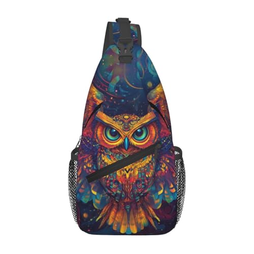 Image of Crossbody Bag Psychedelic Owl Sling Bag Backpack Chest Bags Shoulder Bag for Women Men