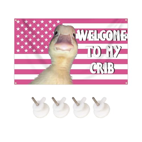 Welcome to My Crib Duck Flag Pink American Flag Duck Tapestry 3x5ft