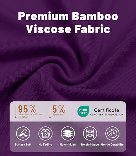 Image of NACHILA Nightgowns for Women-Viscose Made from Bamboo, V Neck Sleepshirts Short Sleeve Sleepwear Cool Nightshirt