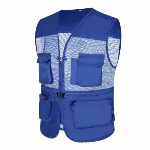 Cargo Vest for Men Lightweight Breathable Mesh Vest Zip Up Sleeveless Jacket Outdoor Volunteer Work Coat with Pockets