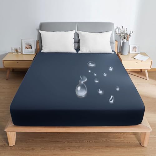 PRETYDAY ボックスシーツ 防水シーツ 2025 高密度生地 マットレスカバー 五面防水 吸水速乾 シングル セミダブル ダブル クイーン ベッドカバー 通気性 洗える 介護用 シーツ 防ダニ 抗菌 防臭 全周ゴム付き ズレ防止 赤ちゃん 大人用