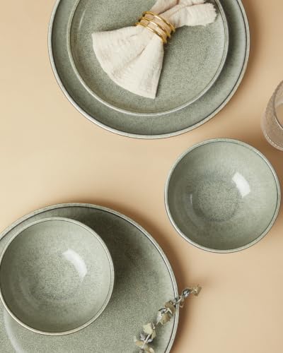Image of Pokini Ceramic Dinnerware Sets for 4, 12pcs Plates and Bowls Sets Dish Set