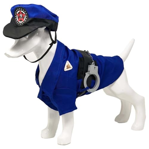Disfraz Policía para Perro Talla Large Azul miniatura 5