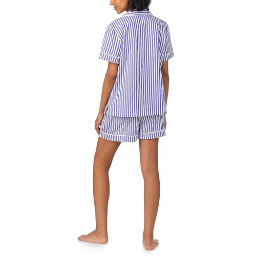 Image of Bed Head PJs Women's Short Sleeve Woven Cotton Sateen Shorty Pajama Set - Organic, Soft, Lightweight, Classic Fit Sleepwear