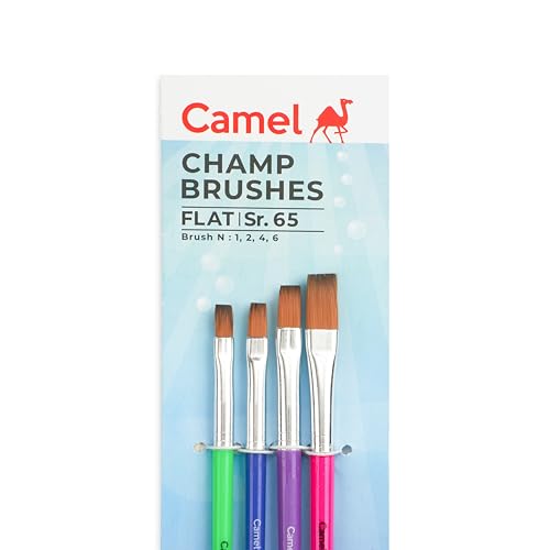 Image of Camlin Champ Flat Brush Set - Pack of 4 (Multicolor)