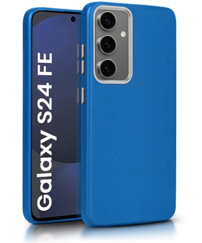 Image of WOW IMAGINE Back Cover for Samsung Galaxy S24 FE 5G | Shockproof Tough Leather Texture Hard Mobile Case | Ultra Slim Non-Slip Grip | Inner Velvet Fabric | Metal Camera Ring - Blue