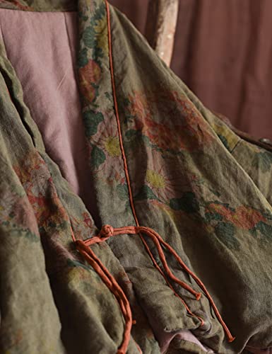 NFYM Women's Short Quilted Jacket Printed Open Front V-Neck Shawl Collar Drop Shoulder Vintage Outwear4