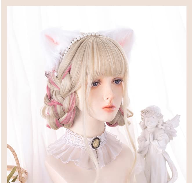Gold Ear-dyeing Pink Lolita Wig Japanese Harajuku Cute Daily Long Curls Hair Sweet Adult Cosplay Synthetic Hairpiece Chic - Image 7