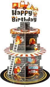 Haooryx Feuerwehrmann Cupcake Ständer 3 Etagen