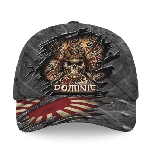 Image of Skull Baseball Cap for Men, Grim Reaper Death Crack Old Metal with Flag, Men's Hat, Adjustable Motorcycle Soft Caps