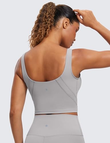 Image of CRZ YOGA Womens Sports Bras V Neck Padded Cropped Tank Top Wireless Yoga Bra