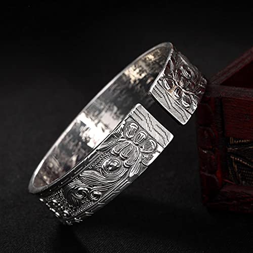 Bracelet s999 pour femmes en argent pur rigide poli