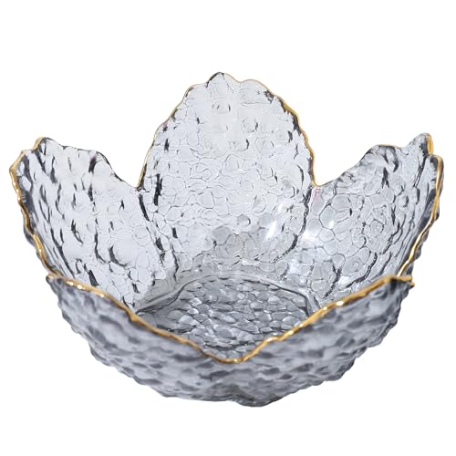 Image of UMAI Fruit Basket | Glass Bowl | Beautiful Sakura Shaped Design | Fruit Dessert Bowl | Decorative Bowl for Decoration | Presenting Fruit Salad Dry Fruits for Desserts | Home Living Room