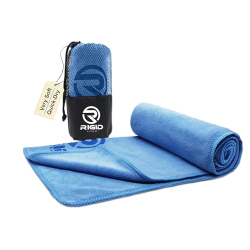 RIGID FITNESS Microfiber Gym Towel - Sweat and Soft Feeling Towels Yoga Microfiber Cloth - Quick Dry & High Absorbent Sweat Towel For Gym Exercises and Outdoor - Thick 400Gsm - 75x35cm (Blue)