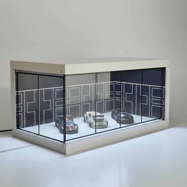 FancyThings LED Mini Showroom Display Case for 1:64 Scale Diecast Cars, White Tabletop Collector Showcase with Clear Viewing Panels and LED Interior for Desk, Shelf and Room Decor, Cars Not Included-image-44