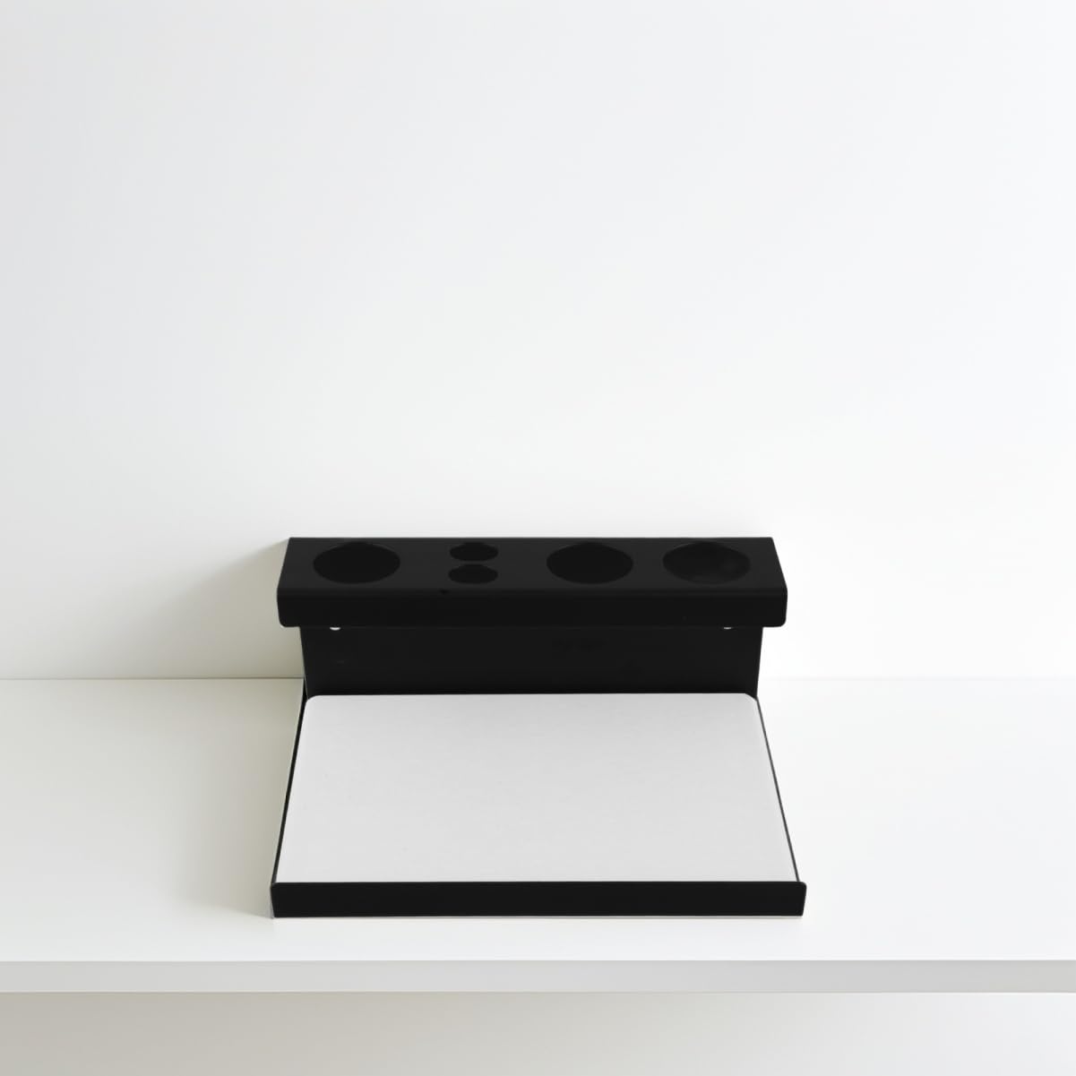 Ciieeo Portaspazzolino Nero Elegante Con Scomparti Per Spazzolini Elettrici e Dentifricio Organizer Da Bagno Multifunzionale Con Vassoio Per Tazze e Accessori Facile Da Installare e