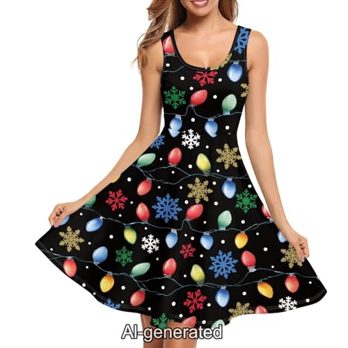 Image of Dreaweet Casual Sleeveless Dresses for Women Girls, Round Neck Tank Dresses with Pockets Summer Sundress Size XS-4XL