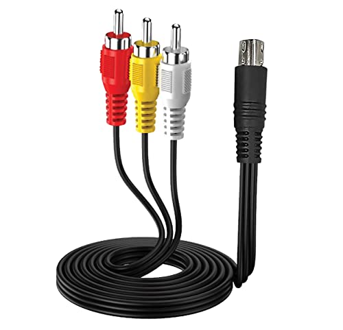 Audio Video Av Cable Wire Adapter To Rca Tv Connection Cord For Sega Genesis 2 & 3 Model 1631 1461 Nomad Or 32X 9 Pin Plug To Television Projector Composite Video Sound Ports #TOP2