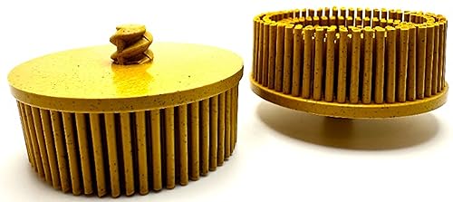 Image of 5 Pack 2 inch 80 Grit Yellow R-Type Bristle Disc | Ceramic-Aluminum Oxide Abrasive Bristle Disc with Quick Change Roll Lock | Pack of 5 | Yellow