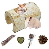 MUYG Tunnel in legno naturale per criceti, porcellini d'India, tunnel cavo per piccoli animali, accessori per cincillà, topi nani (9 pezzi)