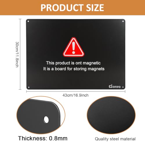 Image of Stainless Steel Magnetic Board 16.9 x 11.8 Inches, Wall Mounted Magnet Bulletin Memo Board for Notes, Photos, Letters, Numbers, Kitchen, Home, Office, Refrigerator & Cabinet Display (Black)