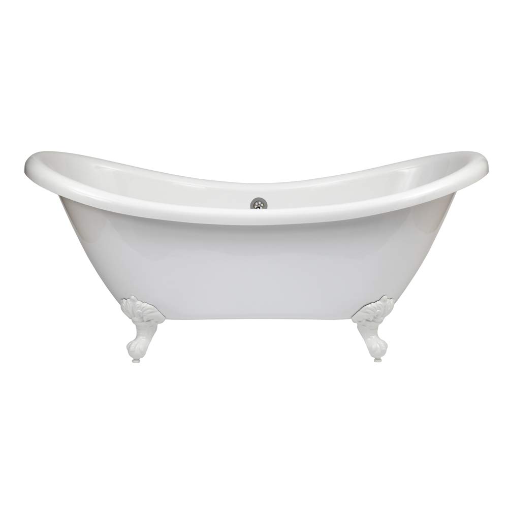 Milano Legend White 1750mm x 730mm Double Ended Freestanding Slipper Bath White Ball Claw Feet