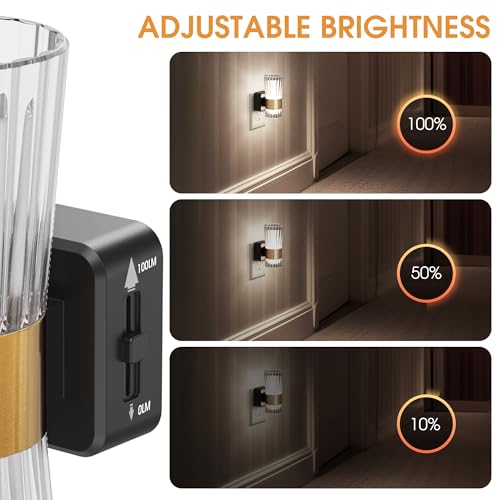 Image of Briignite Decorative Night Lights Plug into Wall, Home Decor, Dusk to Dawn Light Sensor, Daylight White 5000K, 0-100LM Adjustable Brightness, Unique Design for Use in Bedroom, Hallways, 2 Pack