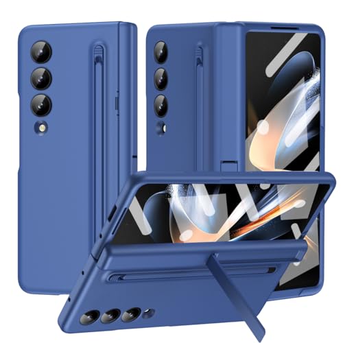 Étui Galaxy Z Fold 3 bleu haut de gamme avec protection d'écran