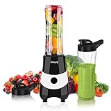 Smoothie Blender for Shakes and Smoothies Fruit Vegetable Drink,imurz 300W Powerful Mini Personal Smoothie Maker with 1 x 20oz BPA Free Portable Sports Bottles - Black