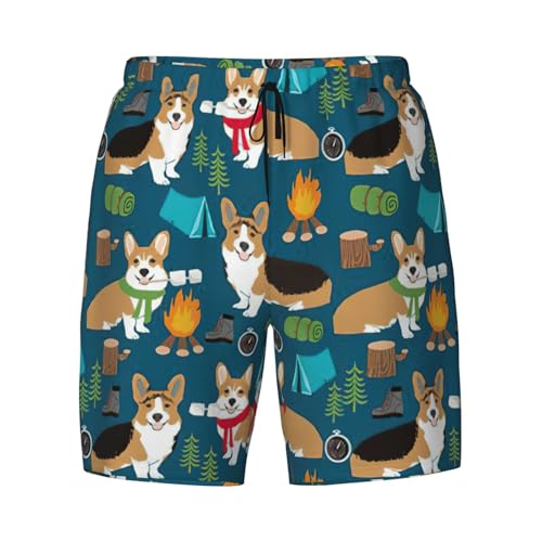 Bañador para hombre de playa con estampado de corgi transpirable 5