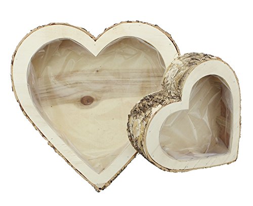 FRANK FLECHTWAREN Pflanzherz Birke, im 2er Set, für Hochzeit Valentin Geburtstaggesteck, Liebe
