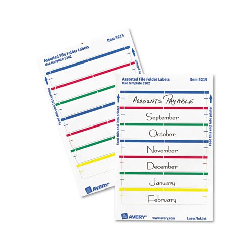 (3 Pack Value Bundle) AVE05215 Print or Write File Folder Labels, 11/16 x 3-7/16, White/Assorted Bars, 252/Pack