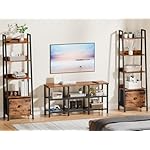 Furologee TV Stand, Small Media Console Table with 3-Tier Storage Shelves, Industrial Entertainment Center for TVs up to 50 Inch, Television Stands for Living Room, Bedroom, Rustic Brown - Image 5