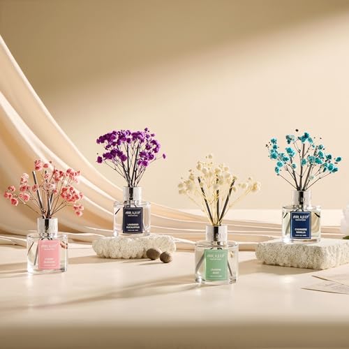 Image of Airkeep Reed Diffuser Set,1.69 fl oz (50 ml) - Cherry Blossom Oil Diffusers with 8 Reed Sticks,Home Fragrance Reed Diffuser for Bathroom Shelf Decor