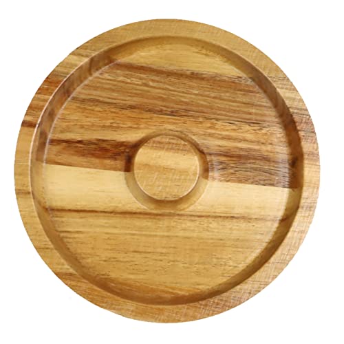 Chris.W Wood Margarita Salt Rimmer Cocktail Rimmer Glass Bar Sugar Salt Rimmer Plate for Wide Glasses Bloody Marys Party Supplies(6.3inch)