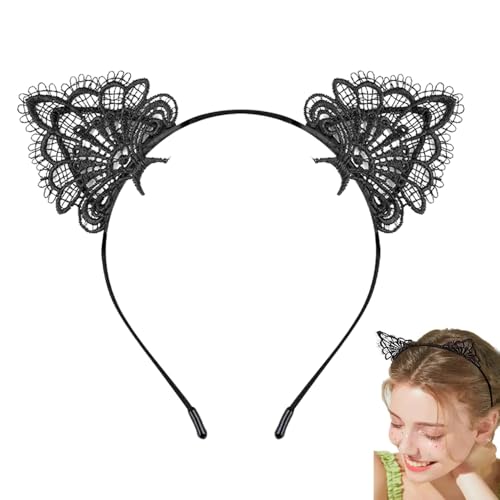 LOVINSHOW Exquisite Sexy Lace Cat Ears Headband Halloween Fancy Dress Costume Accessory Black