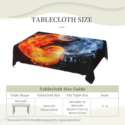 Nappe polyester motif yin yang rectangulaire infroissable 137x183 - 7