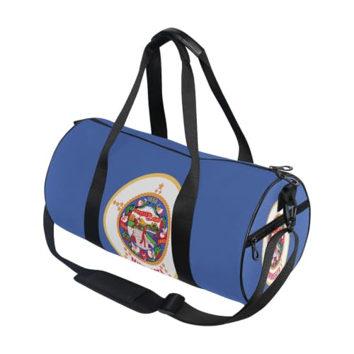 Bolsa de lona para viajes y deporte de hombre y mujer, maleta ligera redonda azul
