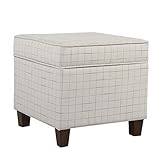 Homepop Home Decor | K7342-F2236 | Classic Square Storage Ottoman with Lift Off Lid | Ottoman with...