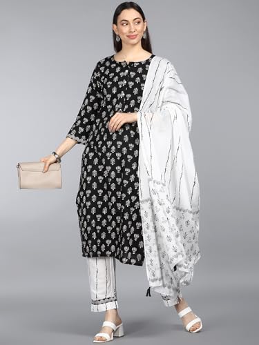 Image of Vaamsi Women's Ethnic Motifs Printed Straight Kurta Pant With Dupatta Set | kurta sets for woman