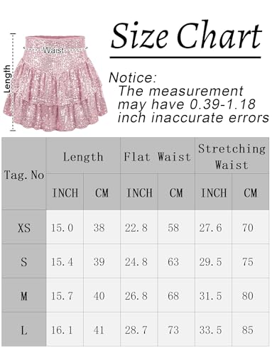 Women’s Sequin Ruffle Mini Skirt Sparkly High Waist Glitter Flowy Skirt Layered Shiny Party Club Short Skirts - Image 3