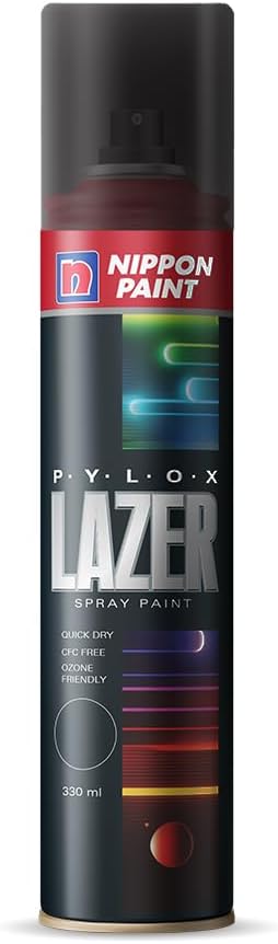 Nippon Paint Pylox Lazer Aerosol Spray Paint (Matt Black, 0.33 Kg)
