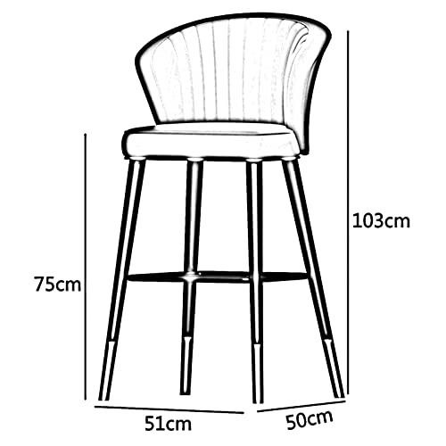 Tabouret de bar en velours chic avec dossier et structure stable 75cm - 4