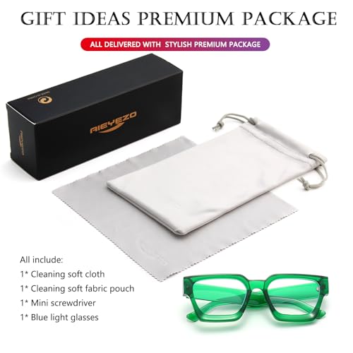 Image of AIEYEZO Square Thick Frame Glasses for Women Men Fashion Blue Light Glasses Trendy Chic Computer Eyeglasses