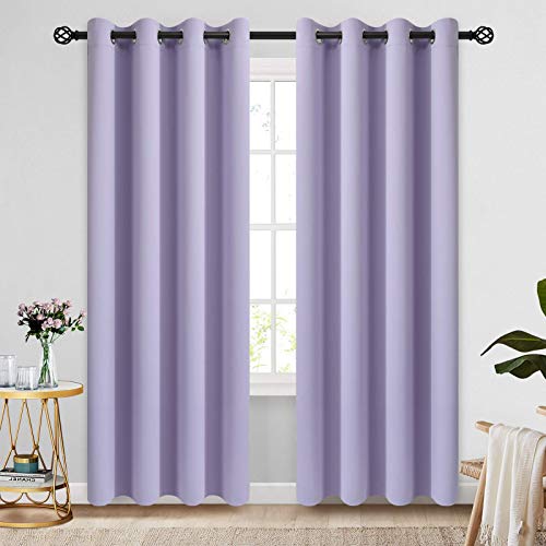 Image of COSVIYA Grommet Room Darkening Lilac Curtains 84 inch Long for Bedroom | Light Blocking Insulated Thermal Curtains for Living Room, Blackout Thick Polyester Window Drapes,52x84 inches, 2 Panels