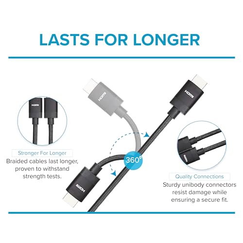 Maplin HDMI Cable 1M, Braided 8K 60fps V2.1 48Gbps High-Speed, ARC, HDR, Dolby Atmos, Compatible with TVs, Monitors, PS4/5 - Image 4
