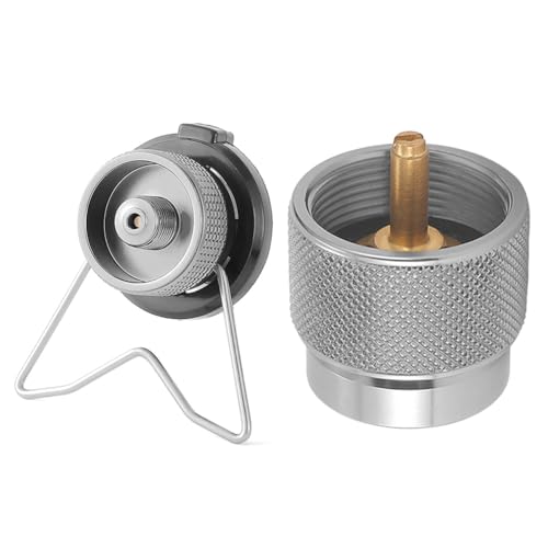 ZoraYorce Convertidor de válvula de carga de gas, adaptador de propano con soporte, convertidor de botellas de gas para camping y exteriores