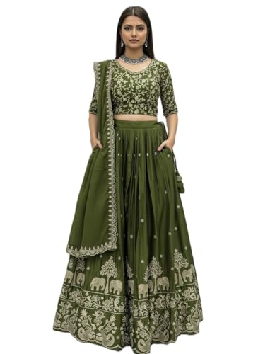 Women’s Embroidered Lehenga Choli with Dupatta | Traditional Ethn...